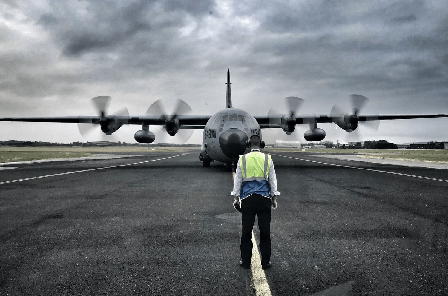 A US military aircraft on the runway at Shannon Airport