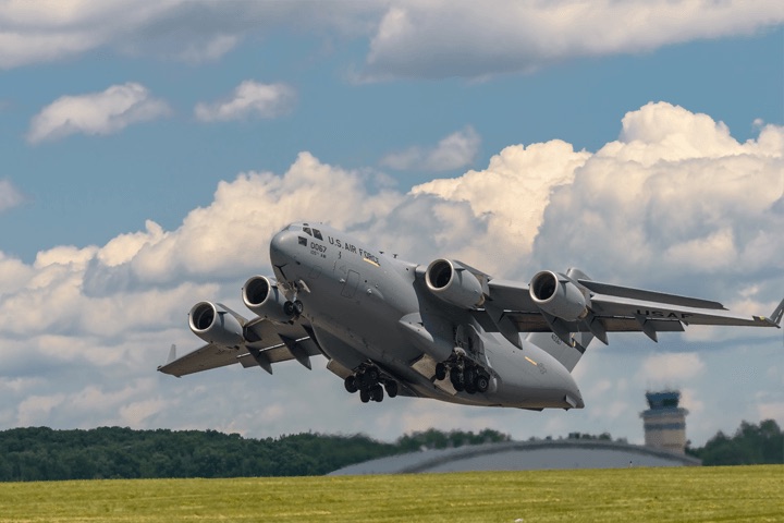 US military aircraft taking off