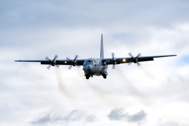 Military aircraft on approach